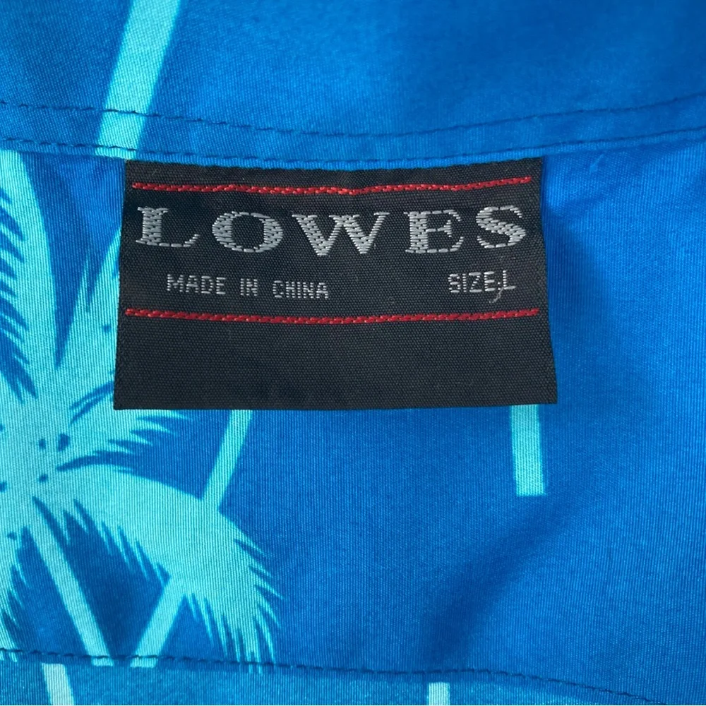 Lowes Blue Parrot Patterned Hawaiian Aloha Button Shirt - Picture 10 of 15
